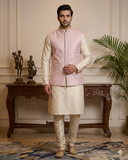 Pastel Baby Pink - All Over Embroidered - Mens Indian Waistcoat - UK Stock - 24 hr Dispatch - KCS4835 06KA26