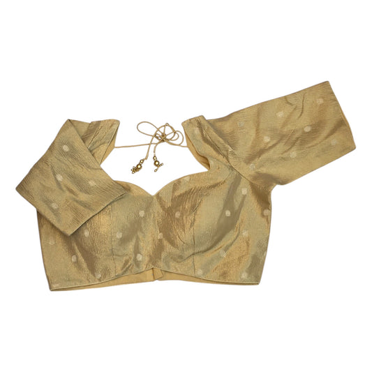 40" Bust (UK 14) Gold - Crushed Banarasi Brocade Saree / Lehenga blouse - Can be let out to size 16  - VFJ259 01H25