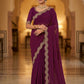 Fuchsia / Magenta Pink - Saree with Thread / Stone Work and Blouse Piece - UK stock - 24hr Dispatch - SP2611 VP
