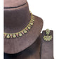 Magenta / Fuchsia - Small Size Antique Gold Finish Necklace Set - AE2504 R 0525