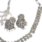 Clear / Neutral - Small Size Silver Finish Necklace Set with Earrings - SV2402  H 0424