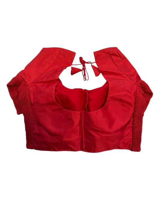 Dark Red - HYBRID Silky Saree blouse - With Elastic on both side for Great fit - Size 36",38", 40" S M L  - VAM1216 Ap