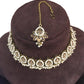 Gold / Neutral - Medium Size Antique Gold Finish Necklace Set with Earrings - RAK122  R 0424