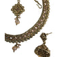 Gold / Neutral - Small - Antique Gold Finish Necklace Set with Earrings - DAJ533  C 0724