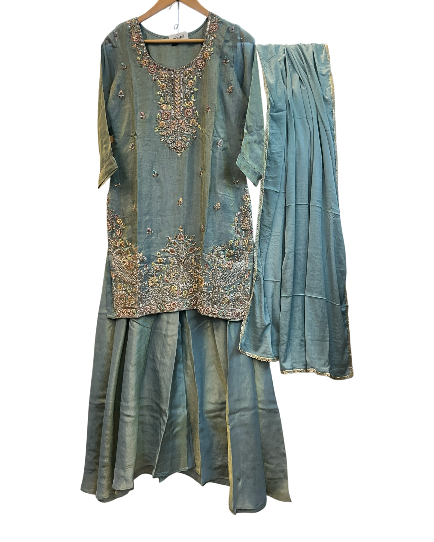 UK 18 / 44" - Sky Blue - Ladies Sharara / Palazzo Trousers Suit - UK Stock - Sangeet / Henna / Weddings - HEL23927 TP