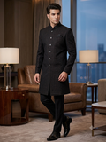 SALE ! Black with Maroon Sequins Fully Embroidered  Soft Sherwani Set - UK Stock - 24h Dispatch - Spark17 JY 0324