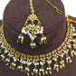 Gold / Neutral - Medium Size Antique Gold Finish Necklace Set with Earrings - HB1000  KY 0424
