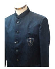 PREMIUM Slim Fit Mens Teal Self Brocade BandhGala / Prince / Chinese Collar Jacket - Fantastic Fit - CS2410 TA 0524