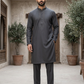Grey - Soft Silky Mens Kurta Set with Neck Thread Embroidery- Sangeet Mehendi Haldi - KCS2001 06KH26