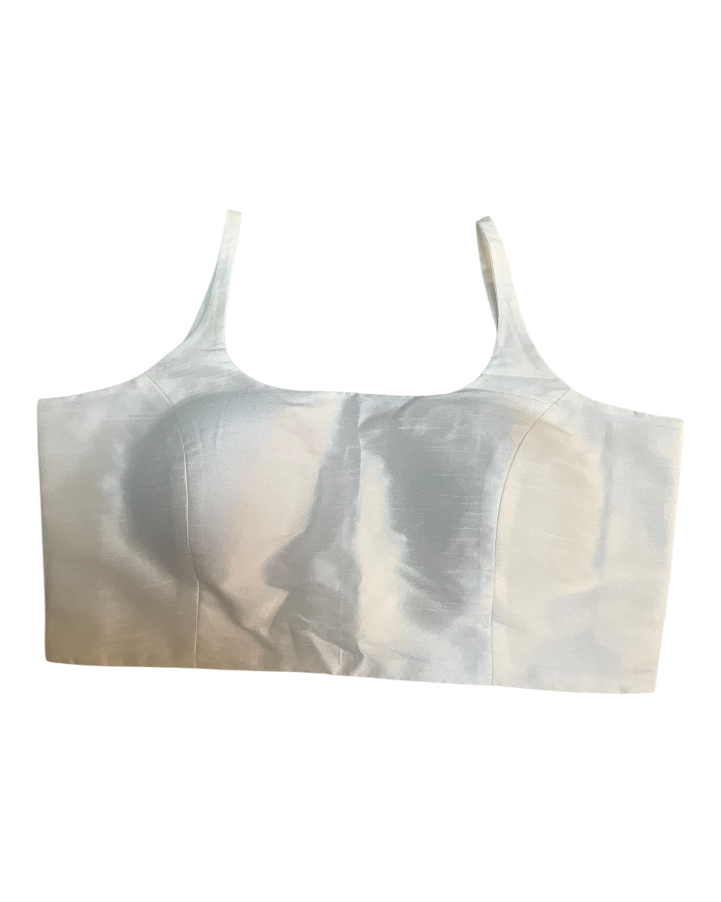 40" / UK 14 - White - Silky Designer Saree blouse with cups,  Sleeveless - UK Stock - Quick Delivery - RNK - R651-H