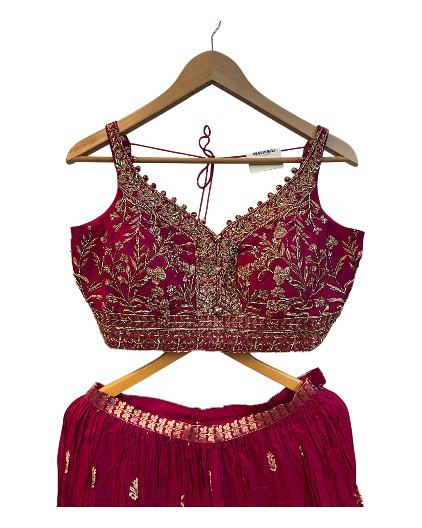 Magenta Fuchsia Pink - Designer Ladies Short Top Palazzo Trousers Suit - Size 10/12 (36"/38") - VMK PIHU AY