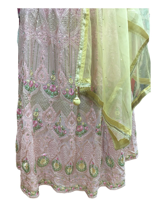 Baby Pink and Yellow Lehenga Set - Size 12(38") - UK Stock - 24h Dispatch - KTC2432 JJ0124