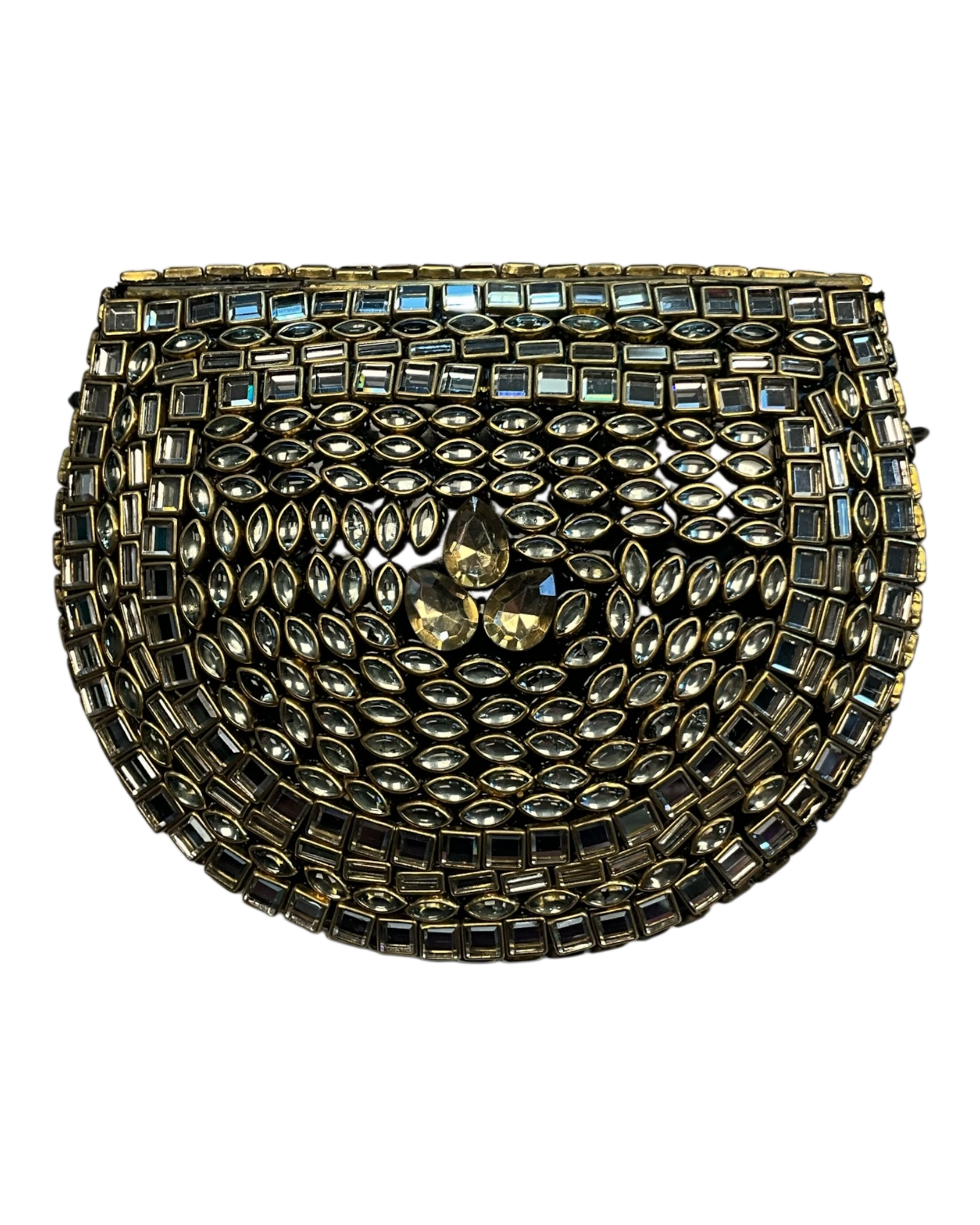 Mirror / Gold Finish - Mirror Work Palm Size Clutch Bag / Handbag -Bollywood / Weddings - AE2526 11H25