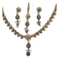Purple - Small Size Antique Gold Finish Necklace Set with Earrings & Head Piece /Tika- SLV78  11Ap24