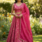 Magenta / Fuchsia - Banarasi Brocade Silky Lehenga Set - Mehndi / Sangeet / Bridesmaids / Weddings / Garba  - Size UK 12 (38" Bust) Adjustable to Size 14 - UK Stock - 24h Dispatch - AF2601 02VP26
