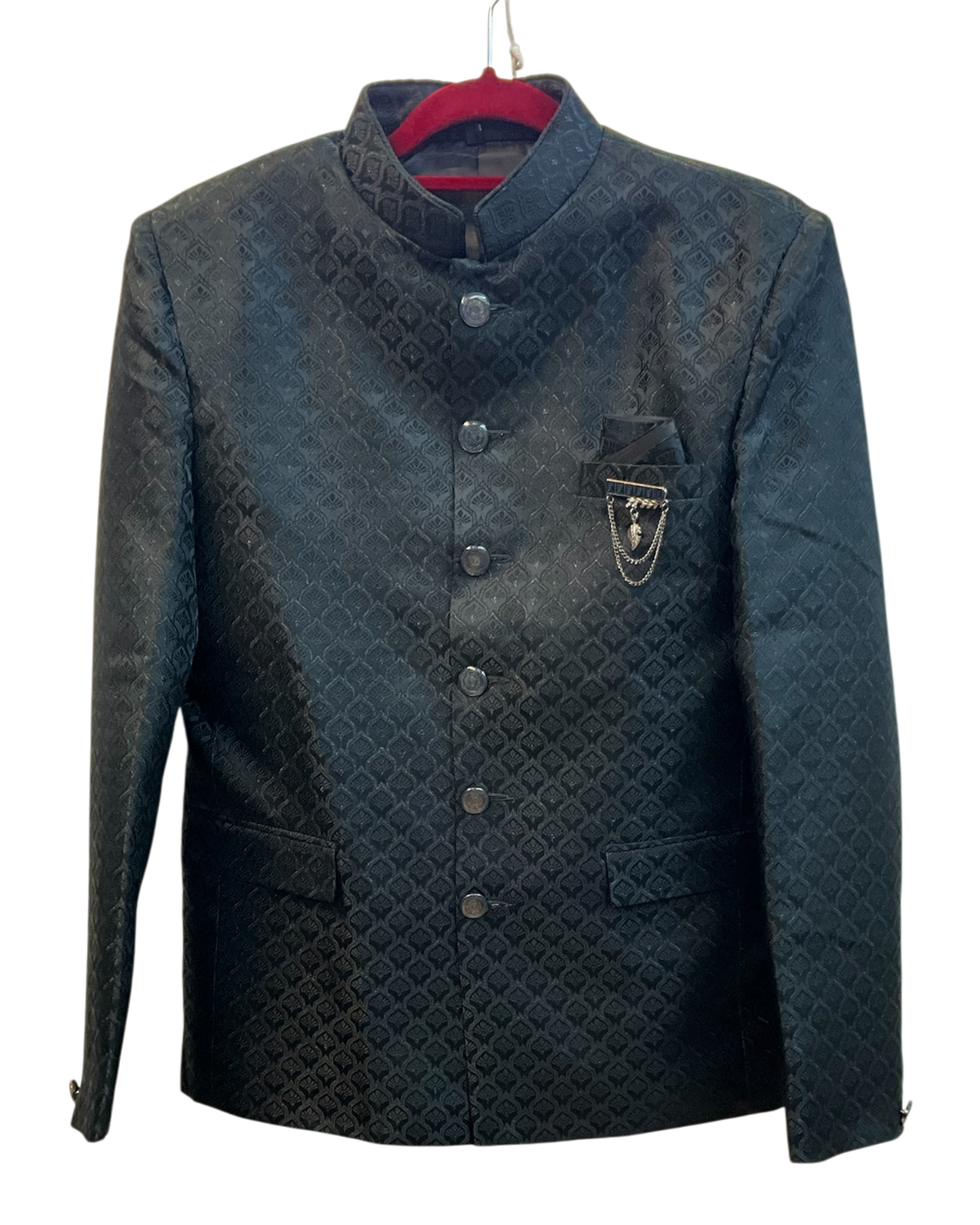 Black - PREMIUM Slim Fit Mens Self Brocade BandhGala / Prince / Chinese Collar Jacket - Fantastic Fit - CS2702 09TY26