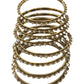 Gold / Pearl - Set of 8 Stone Bangles - Antique Gold Finish - JAN5310 Kp 0923