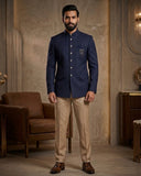 Dark Navy Blue - PREMIUM Slim Fit Mens Nehru / BandhGala / Prince / Chinese Collar Jacket - Fantastic Fit - CS2701 VP