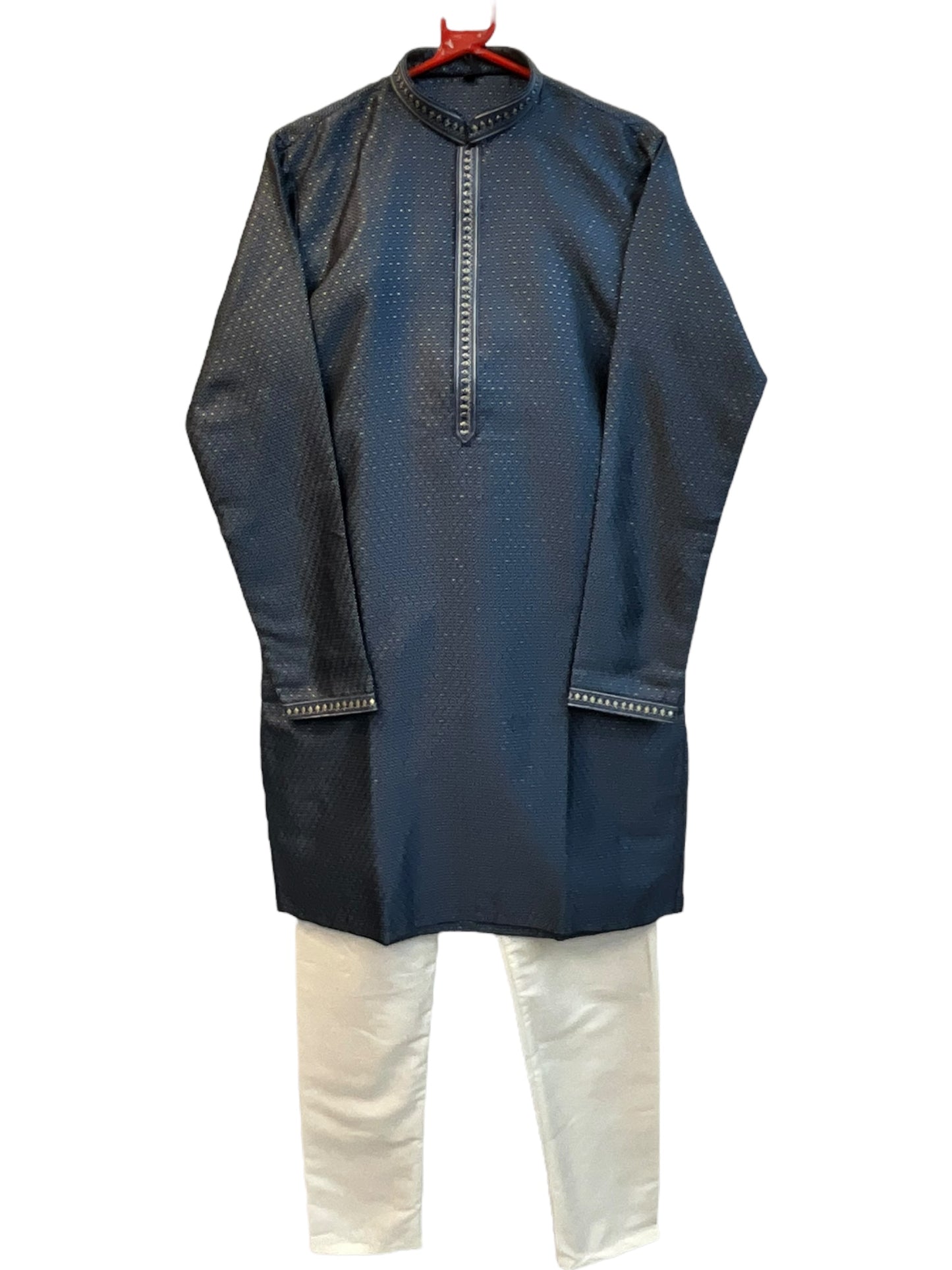 Navy Blue - Banarasi Handloom Brocade Mens Indian Kurta set - UK Stock - Weddings / Walimas , Sangeet, Diwali, Eid, Mehndi / Henna - VEE2429 VP