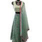 Sea Green -Floral Printed Lehenga Set - Size 14 / 40" - Weddings , Sangeet,  Henna, Haldi - 24h Dispatch - KM5413 TV