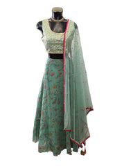 Sea Green -Floral Printed Lehenga Set - Size 14 / 40