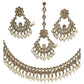 Gold / Neutral - Antique Gold Finish Necklace & Earrings Set - Bollywood - Weddings - KAJ1040 11KK24