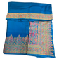 Turquoise Blue - Traditional Block Printed Dupion Silky Saree with Blouse Piece - UK Stock - 2/3 days Delivery  12KC25 K912