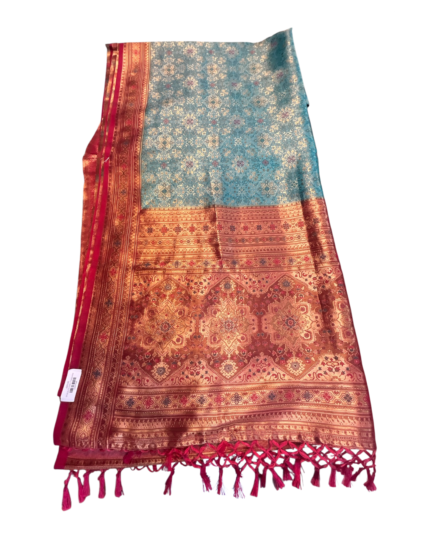 Turquoise - Traditional Handloom Saree with Blouse Piece - UK stock - 24hr Dispatch - SP2626 TV