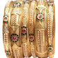 Antique Gold Finish Hand Crafted Rajasthani Kada & Bangles Set (Set of 6) - UK stock - SB1091 H