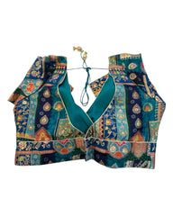 Navy Petrol Blue - Banarasi Brocade Saree / Lehenga blouse - 40
