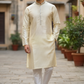 Off White / Cream - Banarasi Handloom Brocade Mens Indian Kurta set - UK Stock - Weddings / Walimas , Sangeet, Diwali, Eid, Mehndi / Henna - VEE2488 VR