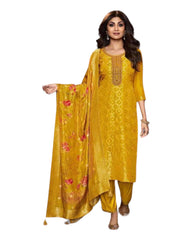 Yellow - Simple / Classy Silky Ladies Indian Salwar Suit with Rich Dupatta - VAT1322 VP 1123