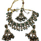Green - Large Size Antique Gold Finish Necklace Set with Earrings & Head Piece - Bollywood - AE2513 08KK25