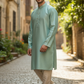 Sea Green - Silky Mens Indian Kurta set - UK Stock - Ideal to Pair with a Waistcoat - VEE2483 KH