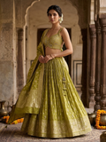 Size UK 12 (38") Henna Mehndi Green - Lehenga Set - Mehndi / Sangeet / Bridesmaids / Weddings / Garba  - UK Stock - 24h Dispatch - OC42090  05RY26