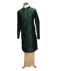 Green - Handloom Banarasi Mens Indian Kurta set - Weddings / Walimas , Sangeet, Eid, Mehndi / Henna - KCS1012 KR 0824 KP