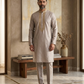 Baby Pink - Pastel - Soft Cotton Silky Mens Kurta Set with Neck Thread Embroidery- Sangeet Mehendi Haldi - KCS1019 06KC26