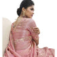 Peach - Handloom  - Designer Embroidered Saree with Blouse Piece - SULBRI4012 PY 0425