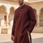 Maroon - Silky Mens Indian Kurta set - UK Stock - Ideal to Pair with a Waistcoat - VEE1095 KJ