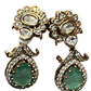 Sea Green - Small - Antique Gold Finish Traditional Earrings - Bollywood - Weddings - 15ER715 07J26