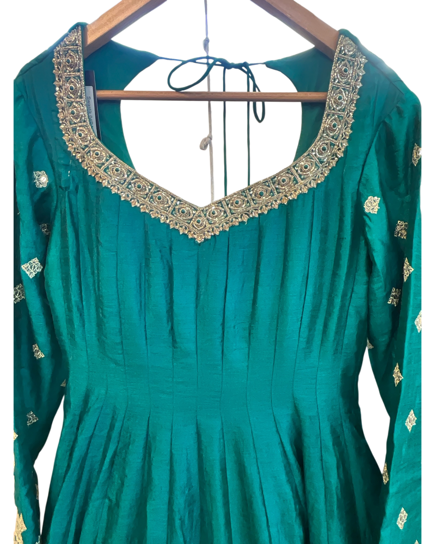 Size 10 (36") - Jade Green - Designer -  Ladies Long Top / Dress Anarkali Trousers Suit - VMK Swastik 04RA26