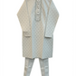 Off White - Self Brocade - Light Blue Thread Work Mens Kurta Set - Sangeet Mehendi Haldi - KCS2038 03VY26