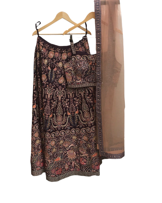 Designer Wine Printed Ready Made Lehenga Set - Size 12 (14) UK Stock - 24h Dispatch - Diksha -ZC2316  KYY 0323