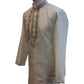 Cream / Light Gold - Rich Silky Mens Indian Kurta set with Hand Embroidery - Weddings / Walimas , Sangeet, Mehndi / Henna , Eid / Diwali - BS2507 01JV25