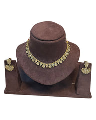 Green / Pink - Small Size Antique Gold Finish Necklace Set - AE2504 R 0525