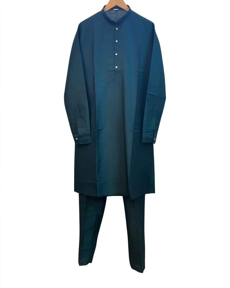 Dark Teal / Rama - Plain Silky Mens Indian Kurta set with Trousers - UK Stock - Weddings / Walimas , Sangeet, Diwali, Eid, Mehndi / Henna - EM66 05KJ26