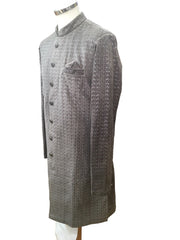 Bullet Grey with Self Sequins Fully Embroidered  Soft Sherwani Set - UK Stock - 24h Dispatch - Spark20 JY 0324