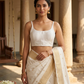40" / UK 14 - White - Silky Designer Saree blouse with cups,  Sleeveless - UK Stock - Quick Delivery - RNK - R651-H