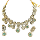 Light Green - Medium Size Antique Gold Finish Choki Necklace Set with Earrings - Bollywood - AVON-KU1320  08KA25