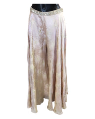 Champagne / Peach - Designer Ladies Short Top Palazzo Trousers Suit - Size 12 (38